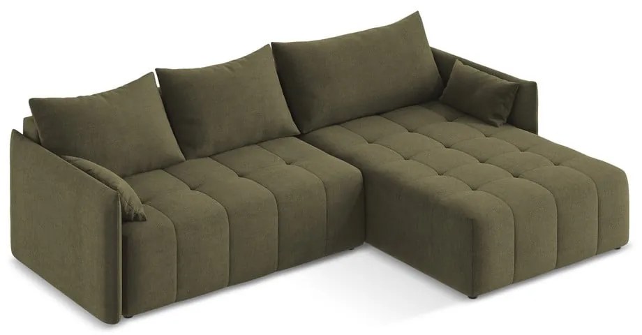 Разтегателен ъглов диван с място за съхранение в цвят каки (десен ъгъл) Moku – Makamii