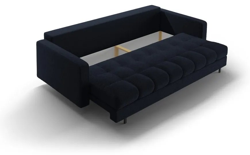 Тъмносин разтегателен диван с място за съхранение от букле 222 cm Bali – Cosmopolitan Design