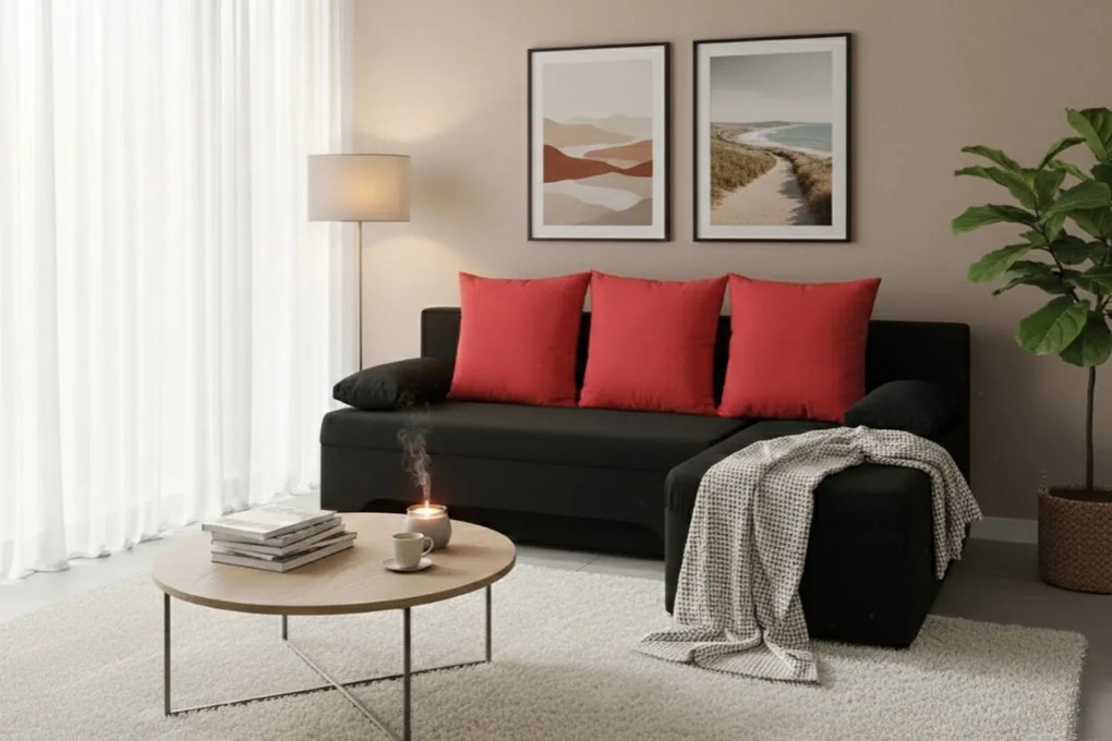 Ъгъл диван Lamor-Black - Red