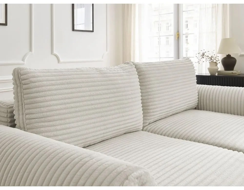 Кремав разтегателен диван от рипсено кадифе 257 cm Lucien – Bobochic Paris