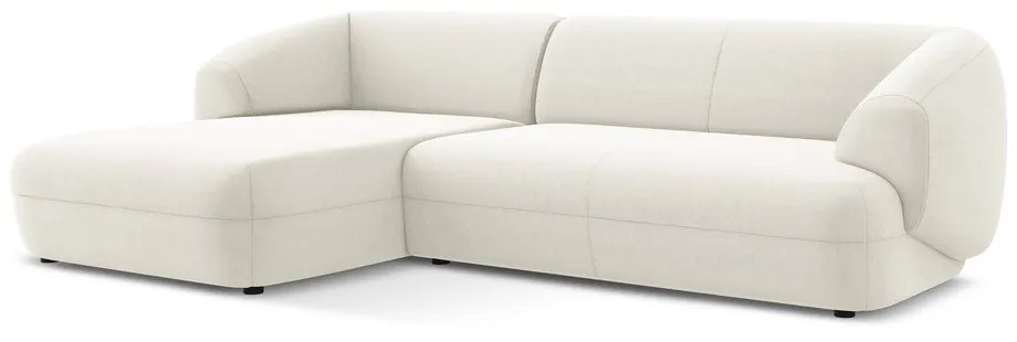 Бял кадифен ъглов диван (ляв ъгъл) Moana – Makamii