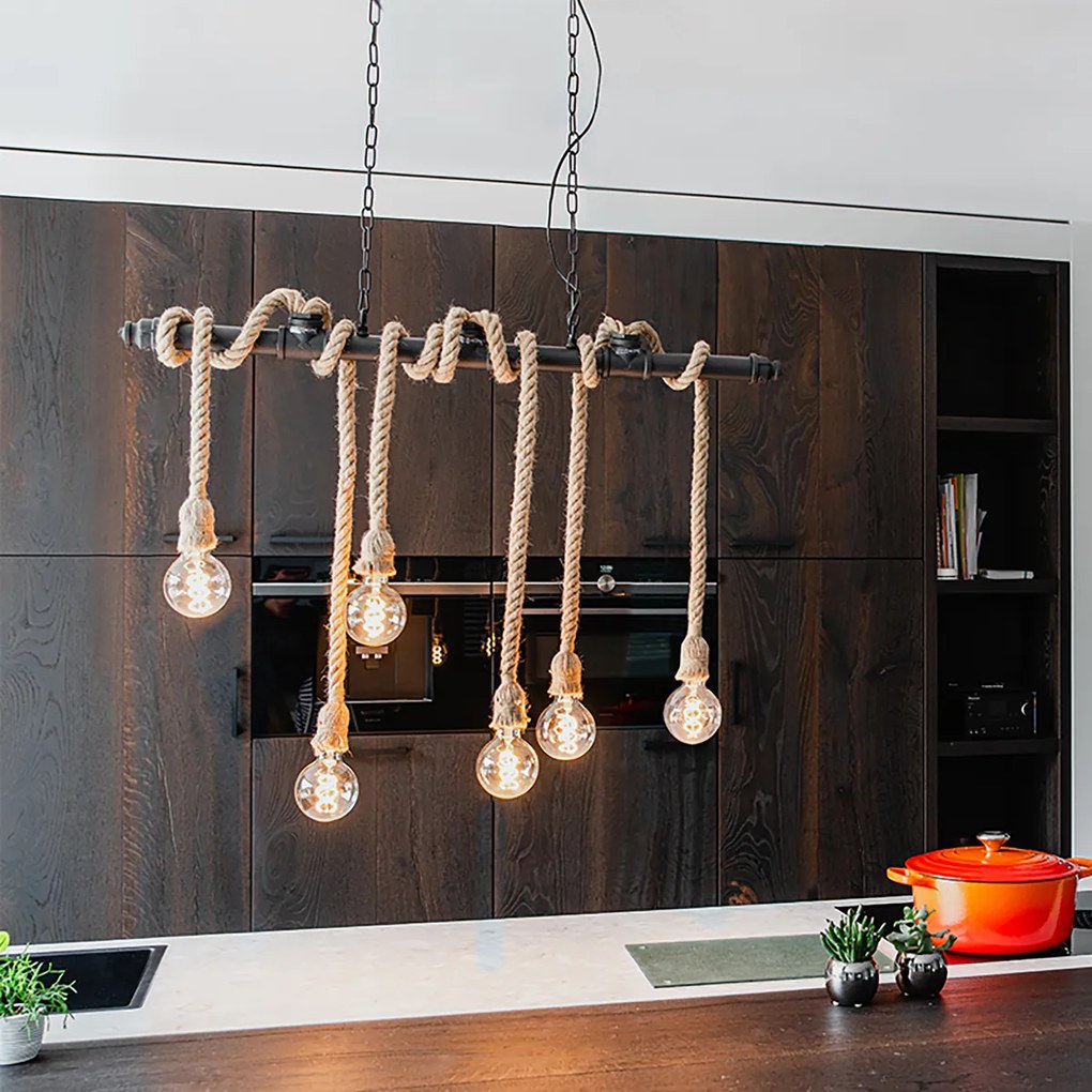 Интелигентен висящ аплик черен 6-светлина с Wi-Fi G95 - Plural