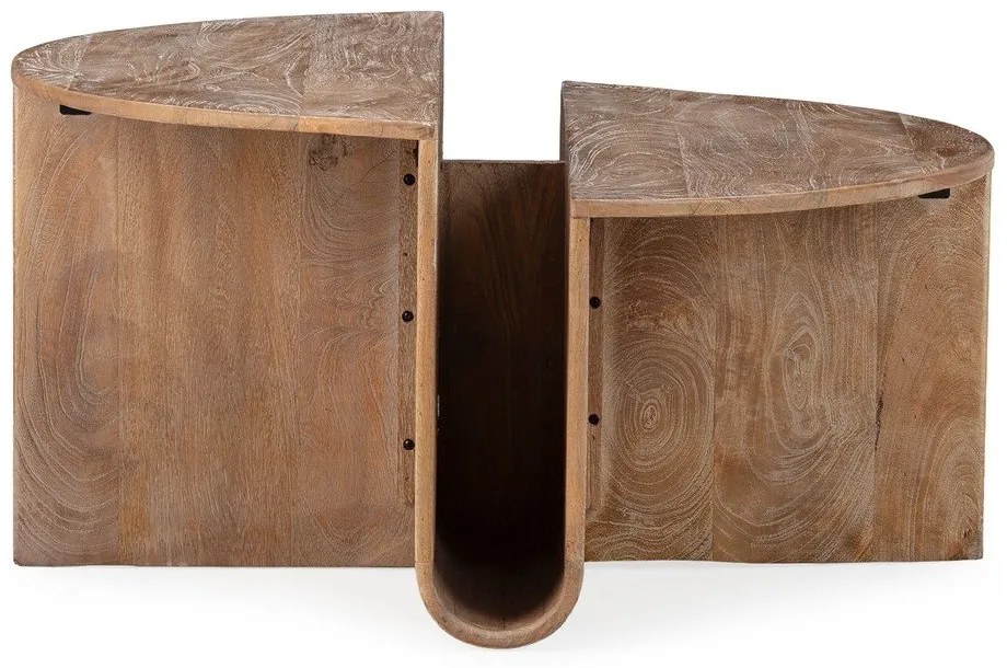 Кръгла масичка за кафе от масивно манго в тъмно естествен цвят ø 80 cm Divya – MOME