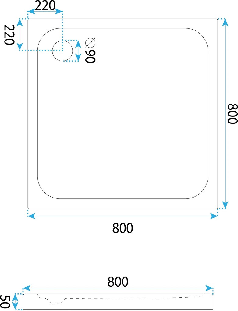 Корито за душ кабина-акрилно Rea Belmond White 80x80
