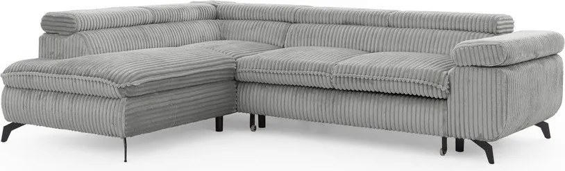 Светлосив ъглов диван от рипсено кадифе (ляв ъгъл L форма) Marbeya – Ropez