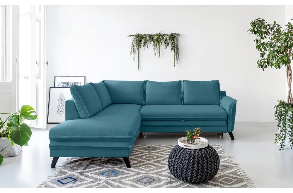 Тюркоазен ъглов разтегателен диван ляв ъгъл, Charming Charlie - Miuform