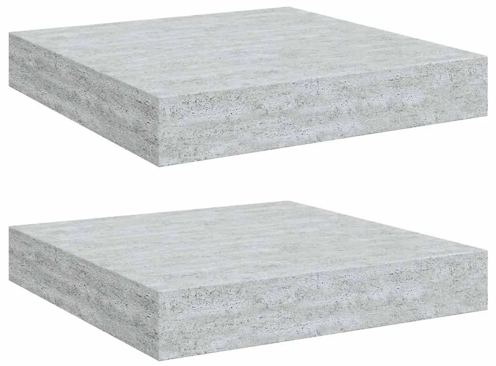 326589 vidaXL Окачени стенни рафтове, 2 бр, бетонно сиви, 23x23,5x3,8 см, МДФ