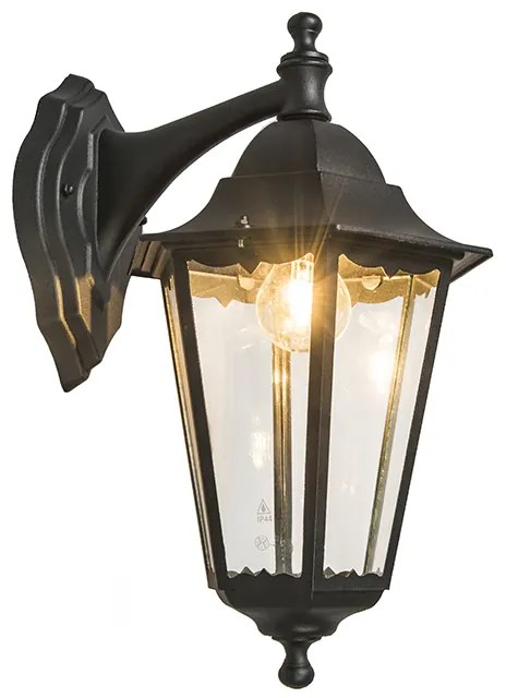 Класически външен стенен фенер черен IP44 - New Orleans down