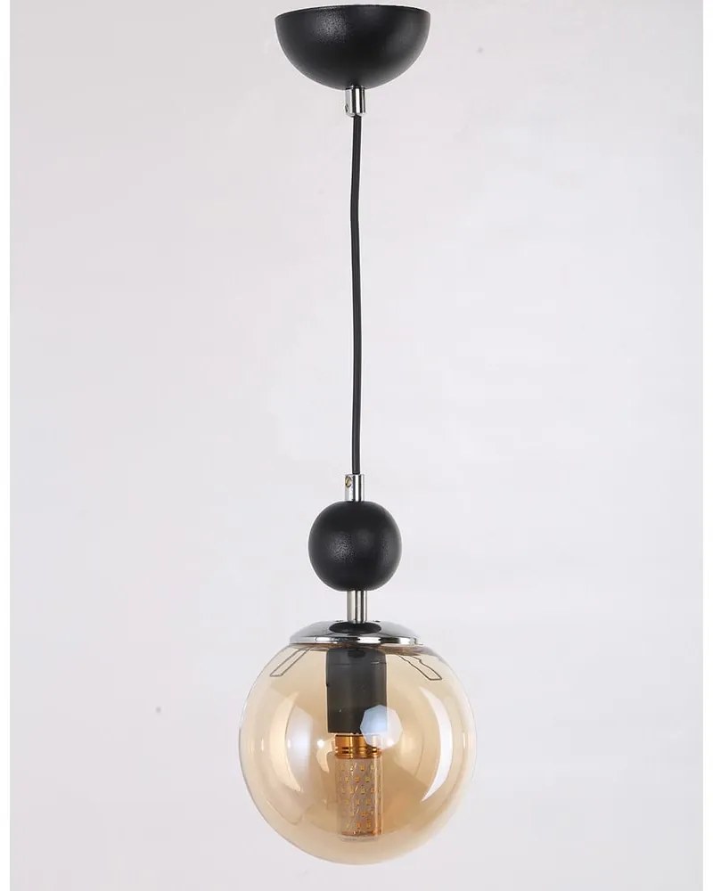 Висящо осветително тяло със стъклен абажур в цвят жълта охра и черно ø 15 cm Marble – Squid Lighting