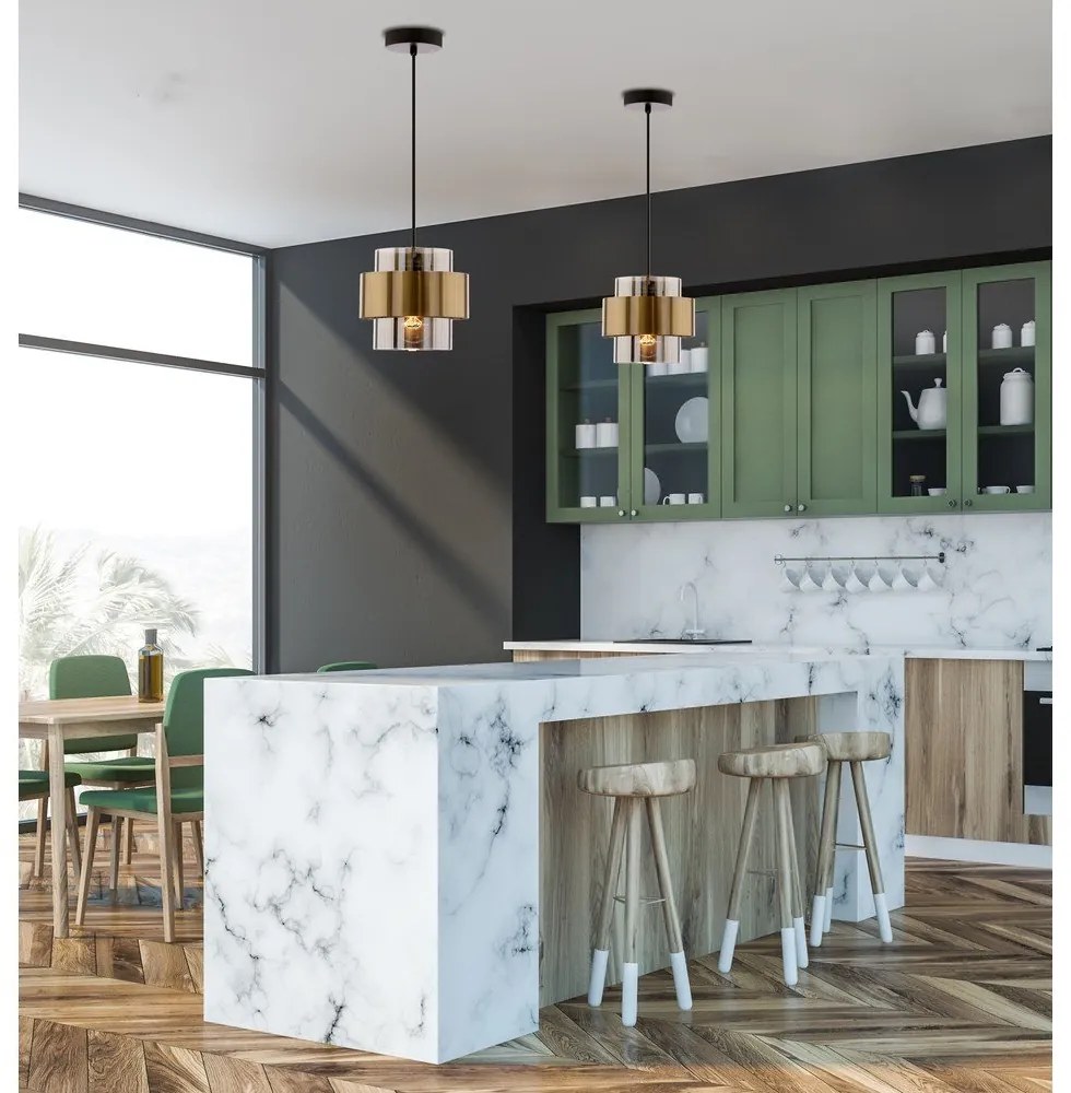 Черно висящо осветително тяло със стъклен абажур ø 18 cm Spiega – Candellux Lighting