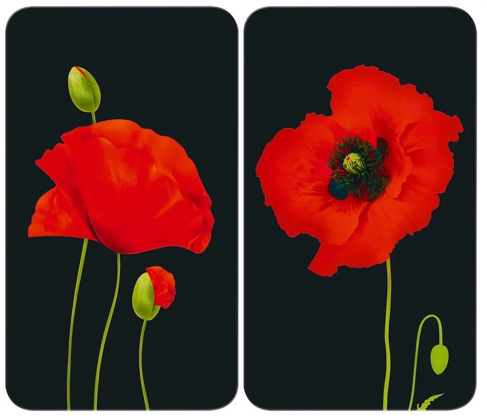 Капаци за печка в комплект от 2 броя от закалено стъкло 52x30 cm Poppy - Maximex