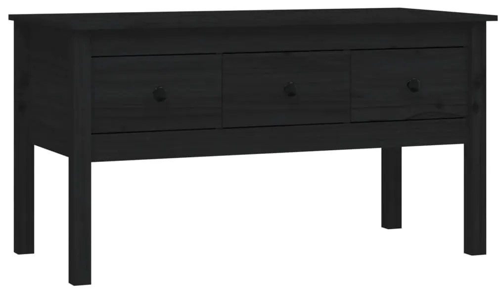 820945 vidaXL Кафе маса, черна, 102x49x55 см, борово дърво масив