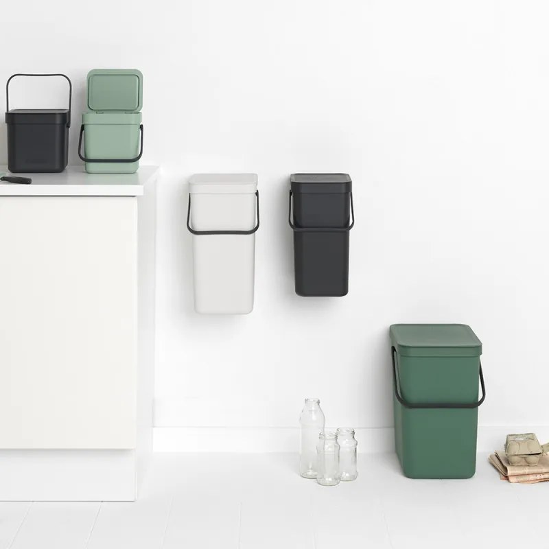 Кош за разделно събиране на боклук Brabantia Sort&Go 1005520, 3 л, Дръжка, Възможност за стенен монтаж, Светлозелен