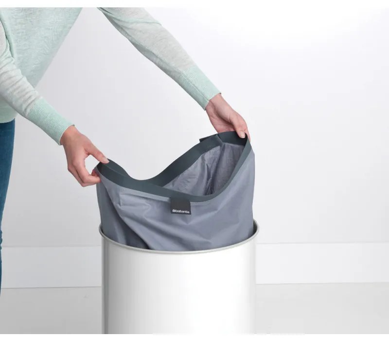 Кош за пране Brabantia 90300241, 60 л, Корков капак, Пълнене без отваряне, Вентилационни отвори, Бял