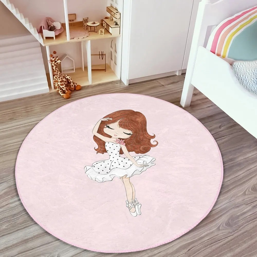 Розов детски килим ø 80 cm Comfort - Mila Home
