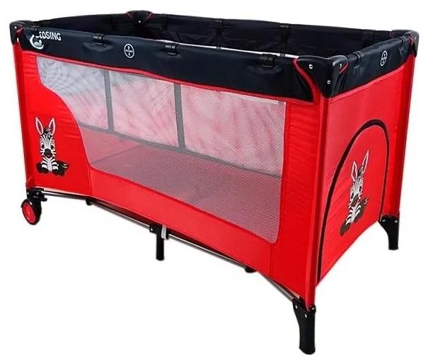 COSING - Преносима бебешка кошара с регулируемо положение ADAM Zebra Red