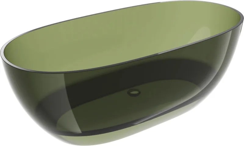 Mexen Pure маслинено-зелена свободно стояща прозрачна вана 170 x 80 см, хромиран клапан - 58071708001