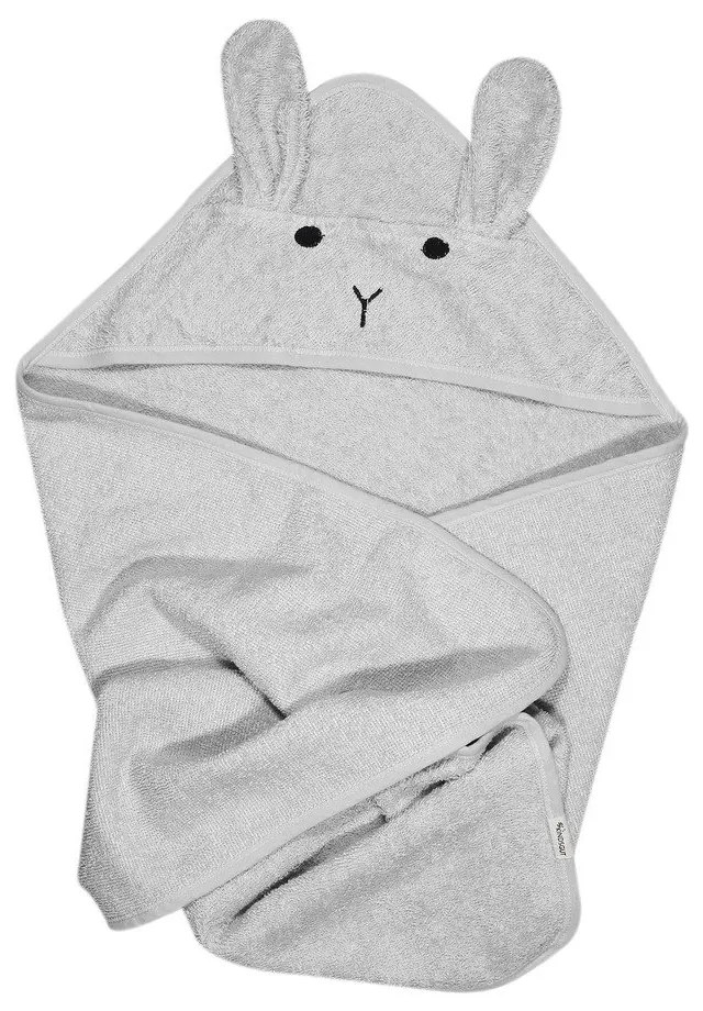 Сива памучна детска хавлия с качулка 76x76 cm Rabbit – Kindsgut