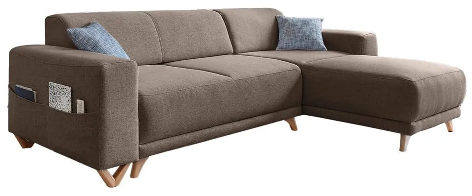 Кафяв разтегателен/с място за съхранение ъглов диван Classy Sophie – Miuform