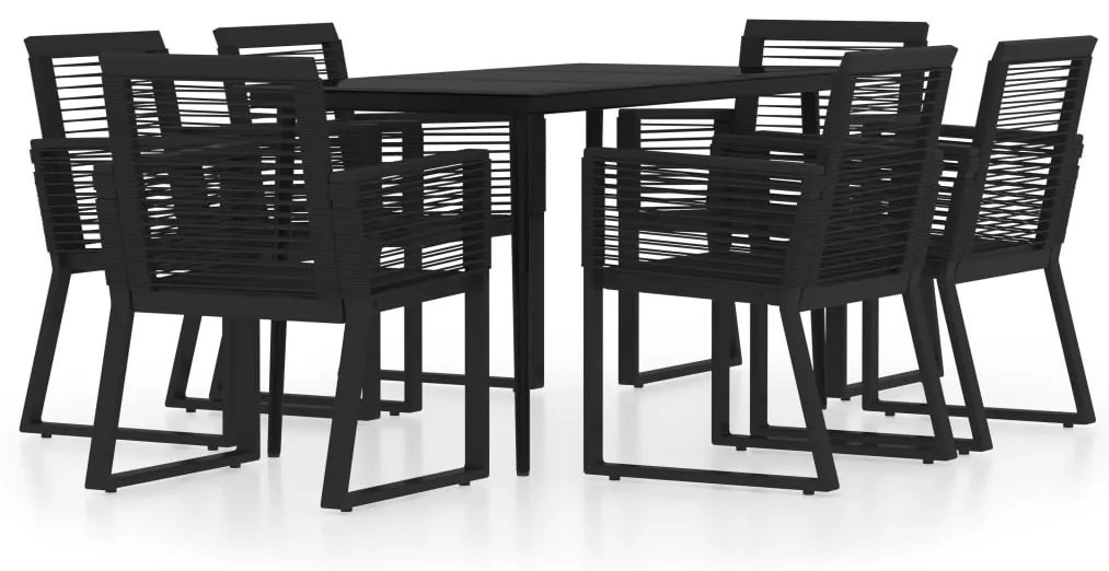 3099158 vidaXL Градински трапезен комплект, 7 части, черен