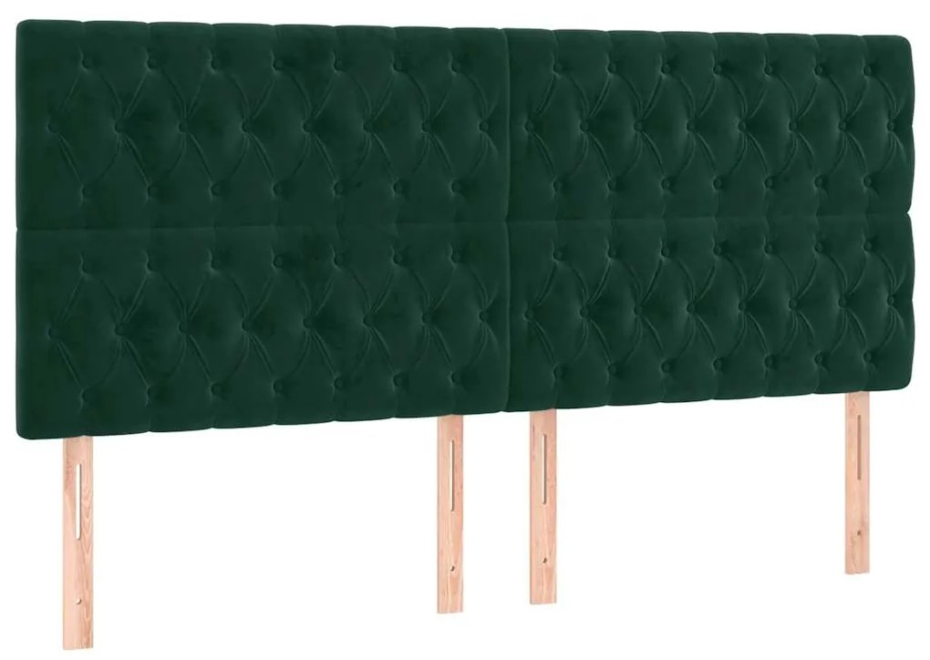 3116737 vidaXL Табла за легло, тъмнозелена, 200x7x118/128 см, кадифе