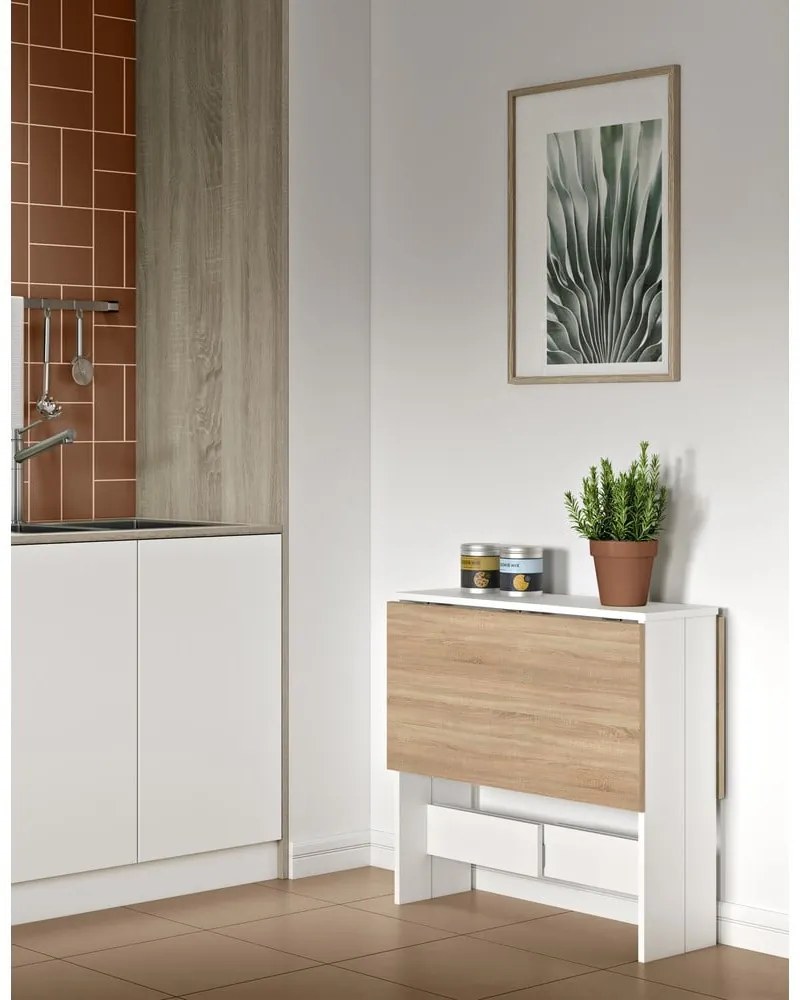 Сгъваема маса за хранене с плот от дъб 76x28 cm Papillon - TemaHome