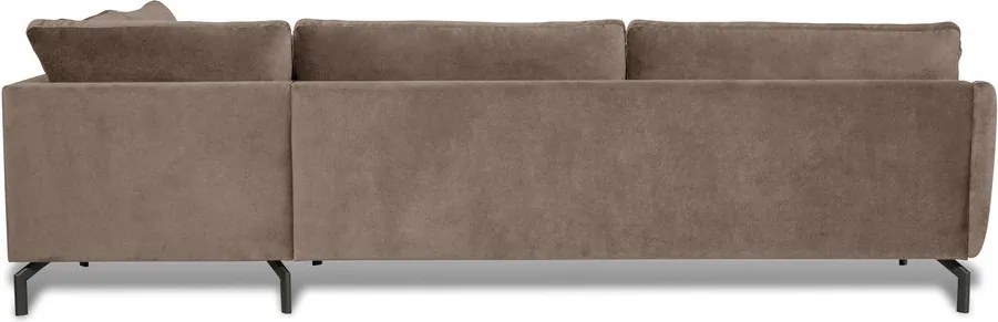 Кафяво-бежов ъглов диван от кадифе (десен ъгъл) Magic - Scandic