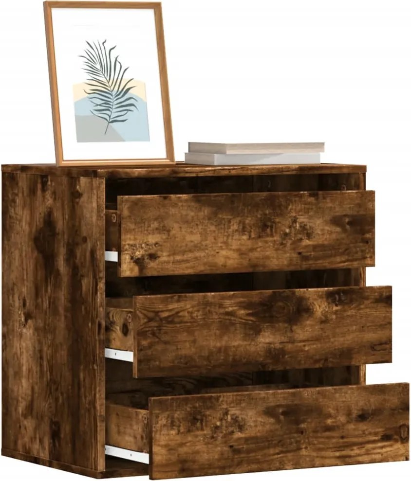 852847 vidaXL Ъглов скрин с чекмеджета опушен дъб 60x41x58см, инженерно дърво