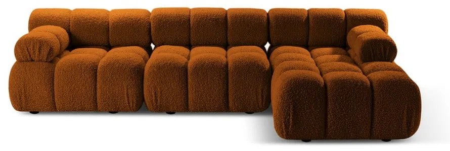 Оранжев модулен ъглов диван от букле (десен ъгъл) Bellis – Micadoni Home