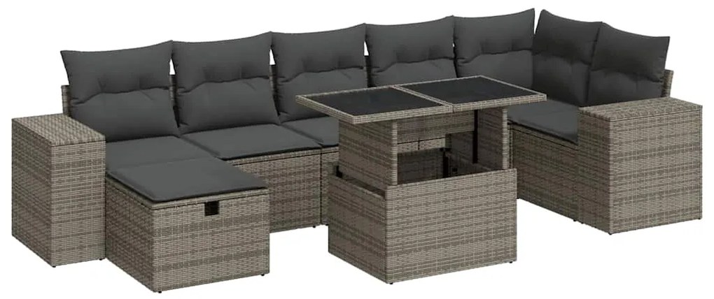 3327950 vidaXL Градински комплект с възглавници, 5 части, сив полиратан