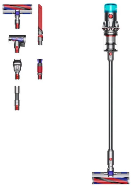 Вертикална прахосмукачка Dyson V12 Origin, 130W, 150AW, 0.35 л, 3 режима, 60 мин автономия, LCD, Сребрист/тюркоаз