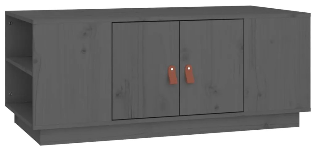 818257 vidaXL Кафе маса, сива, 100x50x41 см, борово дърво масив