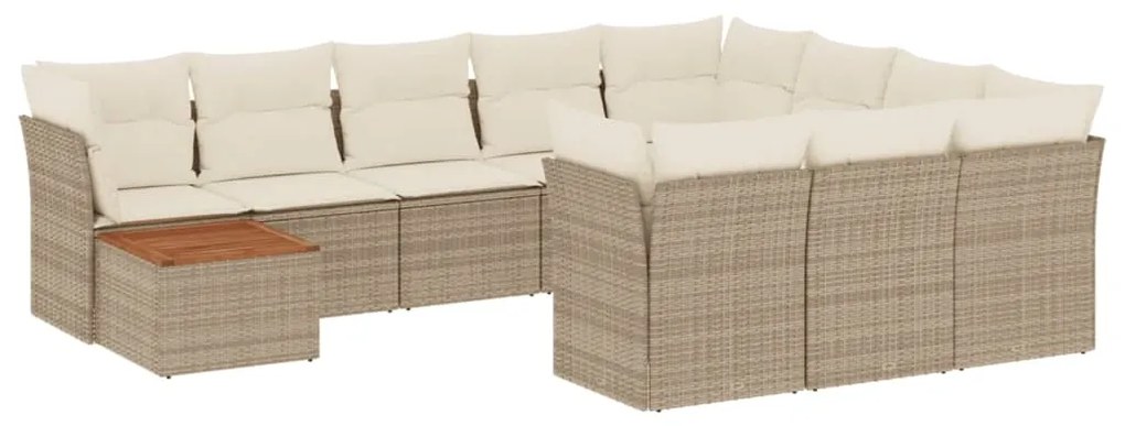 3256177 vidaXL Градински диван с възглавници, 11 части, бежов полиратан