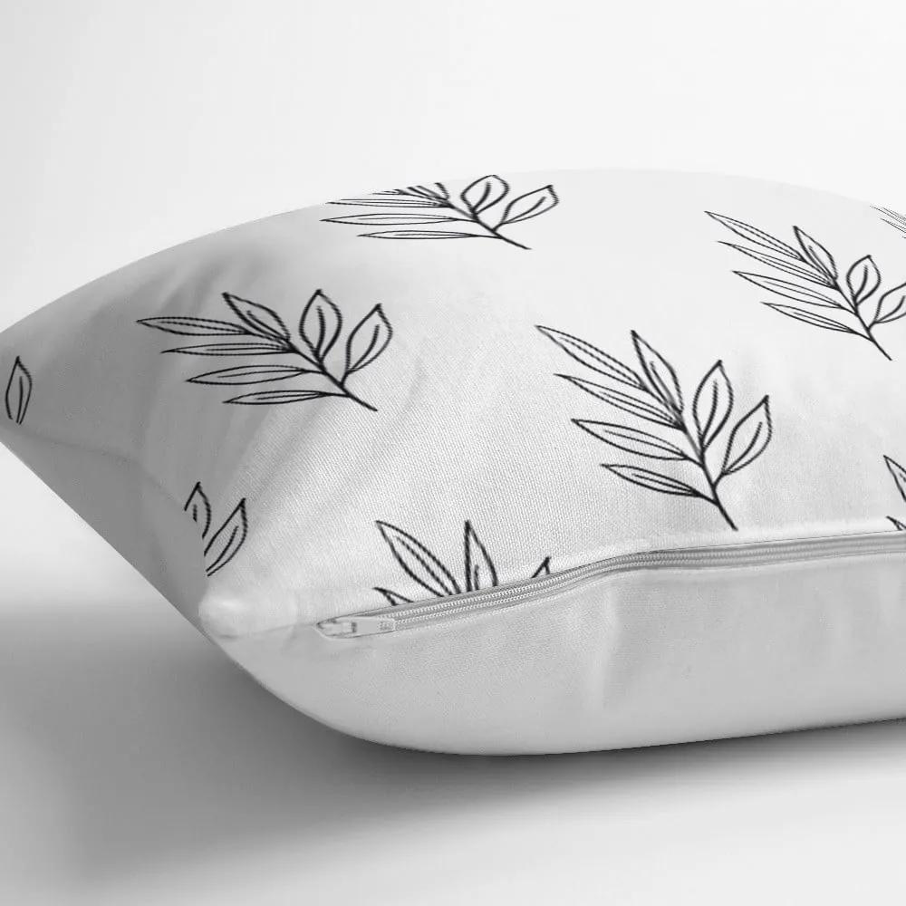 Калъфка за възглавница от памучна смес White Leaf, 45 x 45 cm - Minimalist Cushion Covers