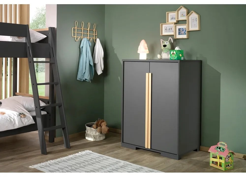 Тъмно сив детски шкаф 98x116 cm London - Vipack