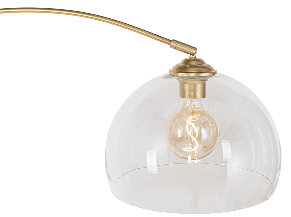 Модерна аркова лампа месинг с прозрачно стъкло - Arc