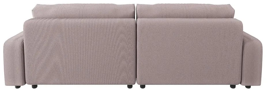 Светлорозов разтегателен ъглов диван от рипсено кадифе (променлив) Sara – Ropez