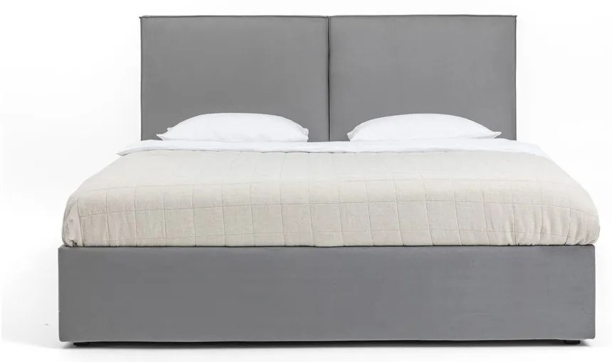 Сиво тапицирано двойно легло с място за съхранение и матрак с решетка 180x200 cm Thessa Bold - Bonami Selection