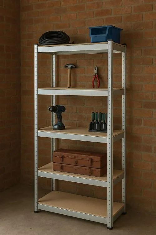 Стабилен метален стелаж за съхранение с 5 рафта 180 x 90 x 30 cm