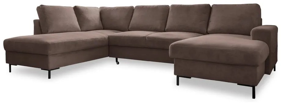 Кафяв разтегателен ъглов диван от рипсено кадифе (ляв ъгъл) Lofty Lilly – Miuform
