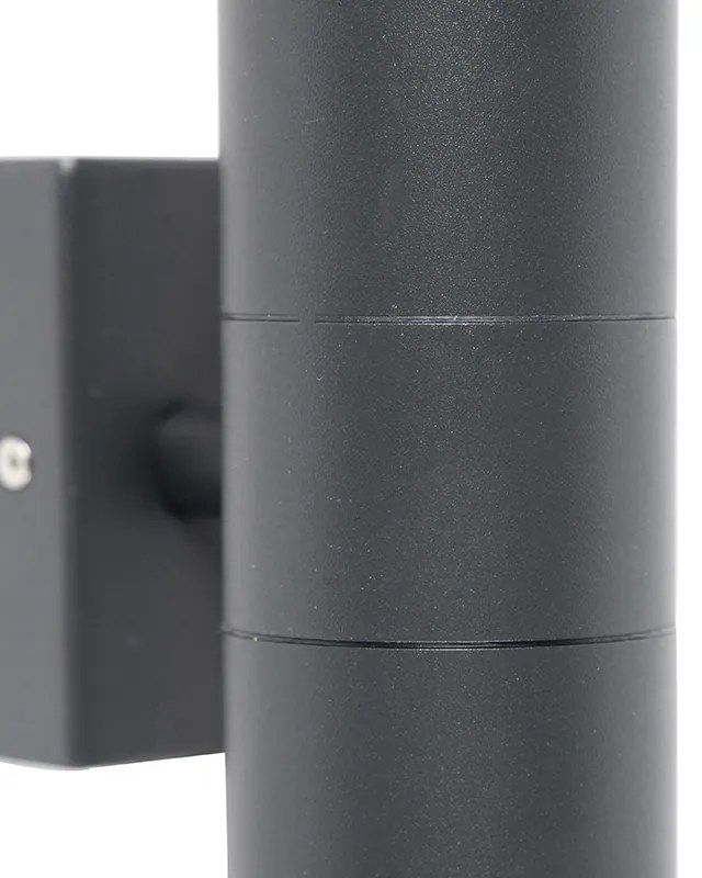 Външна стенна лампа тъмно сива 2-лампова IP44 - Duo