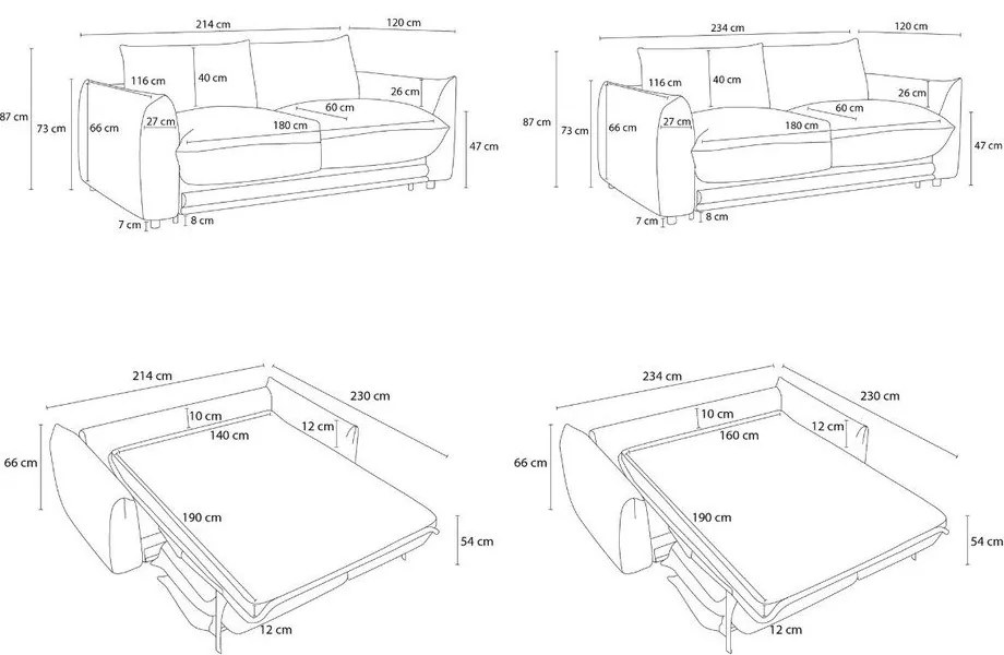 Син сгъваем диван 214 cm Ernest – Bobochic Paris
