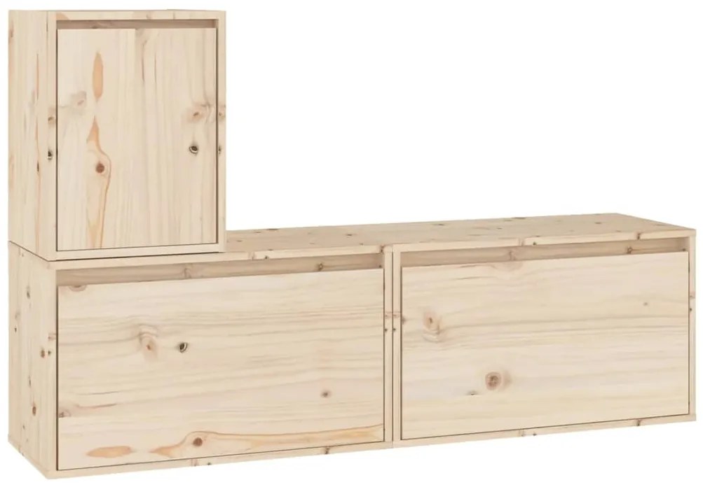 3100174 vidaXL ТВ шкафове, 3 бр, бор масив