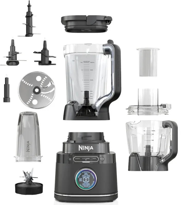 Блендер 3в1 Ninja TB401EU, 1200W, 2.1 л, 10 скорости + режими, Таймер, LED, BlendSense технология, Без BPA, Черен