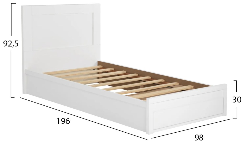 Легло Мелани 90х190 - HM346.05 бял цвят