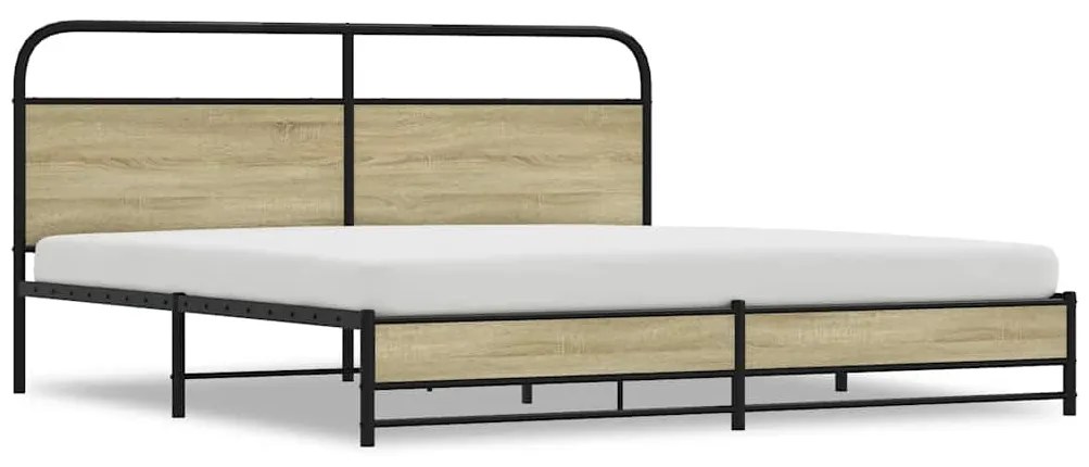 3318689 vidaXL Метална рамка за легло, без матрак, сонома дъб, 180x200 см