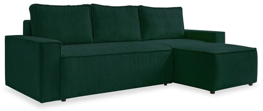 Тъмнозелен разтегателен ъглов диван от рипсено кадифе (променлив) Brave Dave – Miuform
