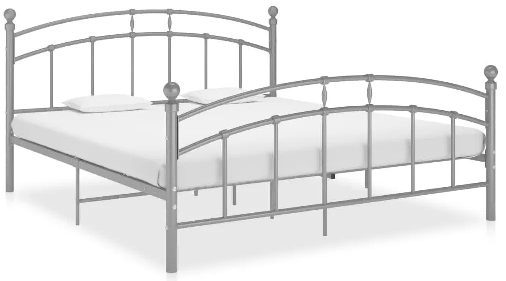 324987 vidaXL Рамка за легло, сива, метал, 200x200 cм