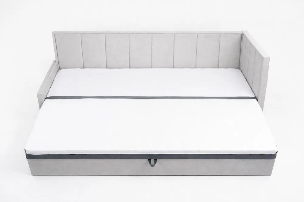 Сив шенилов разтегателен диван с място за съхранение 214 cm Fulgeo – ELTAP