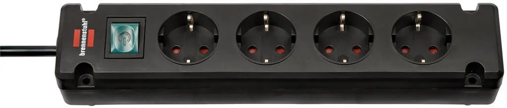 Brennenstuhl Разклонител с копче ЧЕРЕН 4x2P+E с кабел 1.5 метра / 1.5mm2 Bremounta  /до изчерпване/ - 1150650114